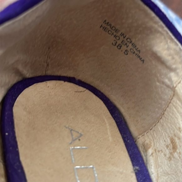 Aldo Royal Purple Suede Platform Wedge Heels Size 8 (EU 38.5) - Picture 12 of 16